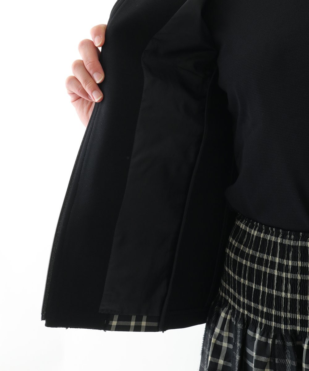 R6JAE50430 HIROKO BIS(小さいサイズ)(メゾン ドゥ サンク) チェックジャカードジップアップジャケット ブラック