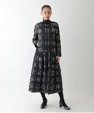 R6JAE50430 HIROKO BIS(小さいサイズ)(メゾン ドゥ サンク) チェックジャカードジップアップジャケット ブラック