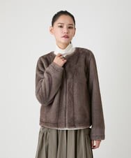 R6JAG40490 HIROKO BIS(小さいサイズ)(メゾン ドゥ サンク) 【小さいサイズ】エコファーショートジャケット ベージュ