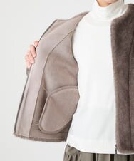 R6JAG40490 HIROKO BIS(小さいサイズ)(メゾン ドゥ サンク) 【小さいサイズ】エコファーショートジャケット ベージュ