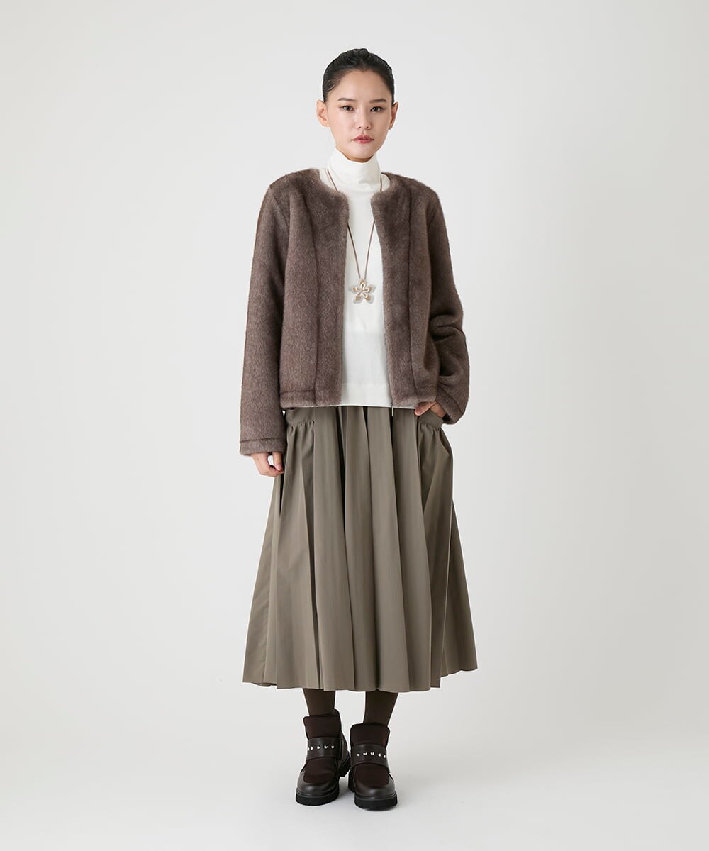 R6JAG40490 HIROKO BIS(小さいサイズ)(メゾン ドゥ サンク) 【小さいサイズ】エコファーショートジャケット ベージュ