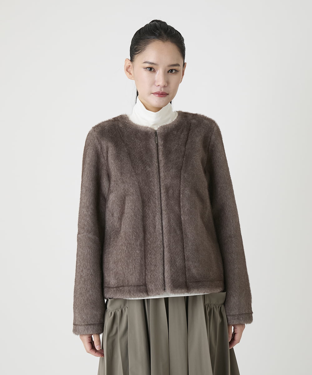 R6JAG40490 HIROKO BIS(小さいサイズ)(メゾン ドゥ サンク) 【小さいサイズ】エコファーショートジャケット ベージュ