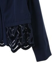 R6JAX15390 HIROKO BIS(小さいサイズ)(メゾン ドゥ サンク) 【小さいサイズ/洗える】ベロア刺繍レースデザインジャケット ネイビー