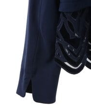 R6JAX15390 HIROKO BIS(小さいサイズ)(メゾン ドゥ サンク) 【小さいサイズ/洗える】ベロア刺繍レースデザインジャケット ネイビー