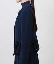 R6JAX15390 HIROKO BIS(小さいサイズ)(メゾン ドゥ サンク) 【小さいサイズ/洗える】ベロア刺繍レースデザインジャケット ネイビー