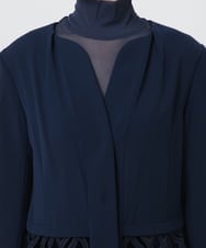 R6JAX15390 HIROKO BIS(小さいサイズ)(メゾン ドゥ サンク) 【小さいサイズ/洗える】ベロア刺繍レースデザインジャケット ネイビー