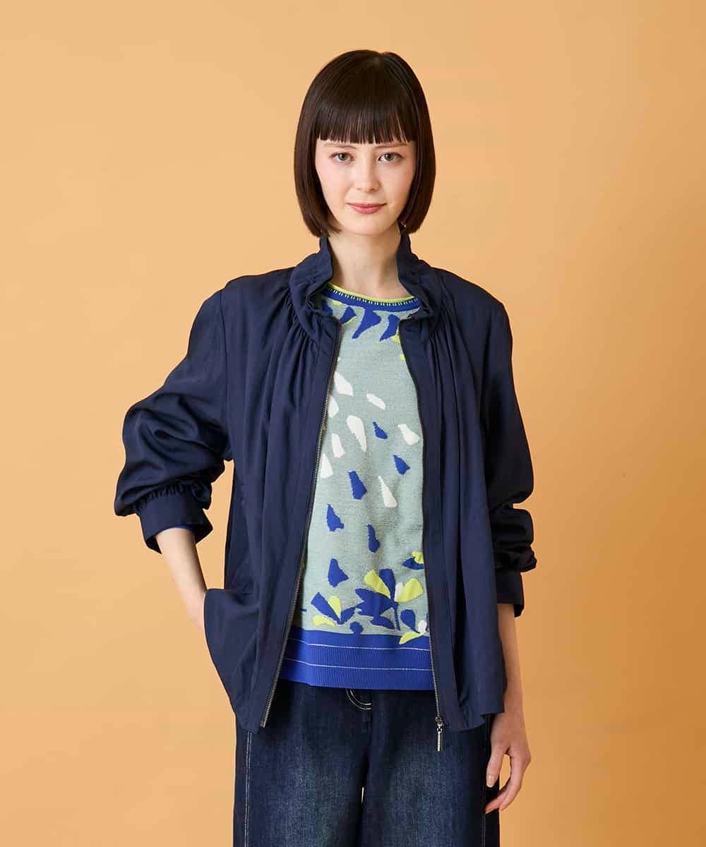 R6JED01390 HIROKO BIS(小さいサイズ)(メゾン ドゥ サンク) 【小さいサイズ】ナチュラルワッシャーギャザーライトブルゾン ライトイエロー