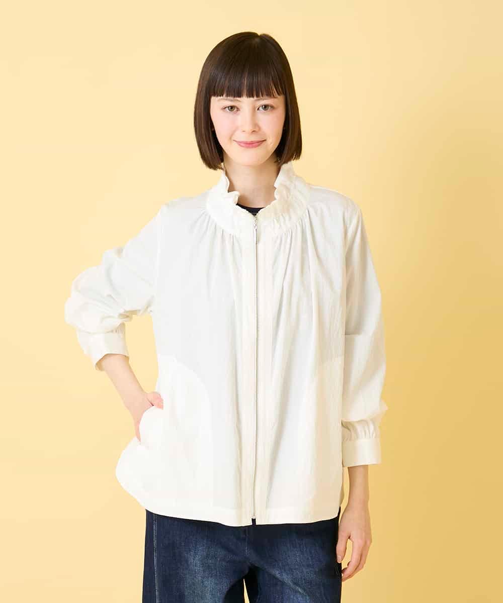 R6JED01390 HIROKO BIS(小さいサイズ)(メゾン ドゥ サンク) 【小さいサイズ】ナチュラルワッシャーギャザーライトブルゾン ライトイエロー