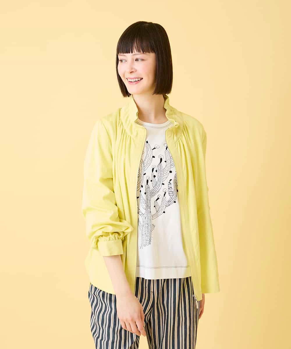 R6JED01390 HIROKO BIS(小さいサイズ)(メゾン ドゥ サンク) 【小さいサイズ】ナチュラルワッシャーギャザーライトブルゾン ライトイエロー