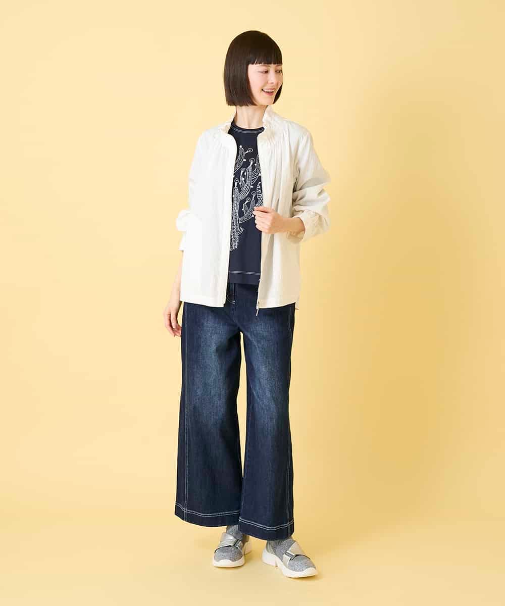 R6JED01390 HIROKO BIS(小さいサイズ)(メゾン ドゥ サンク) 【小さいサイズ】ナチュラルワッシャーギャザーライトブルゾン ライトイエロー