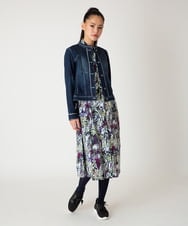 R6JED10330 HIROKO BIS(小さいサイズ)(メゾン ドゥ サンク) ピンタックデニムジャケット ネイビー