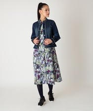 R6JED10330 HIROKO BIS(小さいサイズ)(メゾン ドゥ サンク) ピンタックデニムジャケット ネイビー