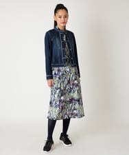 R6JED10330 HIROKO BIS(小さいサイズ)(メゾン ドゥ サンク) ピンタックデニムジャケット ネイビー