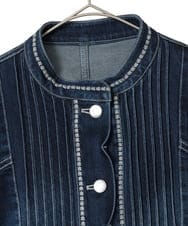 R6JED10330 HIROKO BIS(小さいサイズ)(メゾン ドゥ サンク) 【小さいサイズ】ピンタックデニムジャケット ネイビー