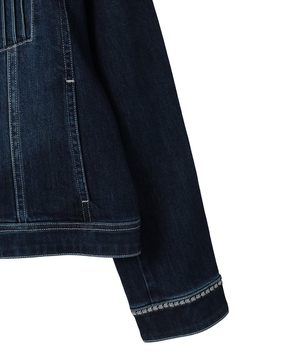 R6JED10330 HIROKO BIS(小さいサイズ)(メゾン ドゥ サンク) 【小さいサイズ】ピンタックデニムジャケット ネイビー
