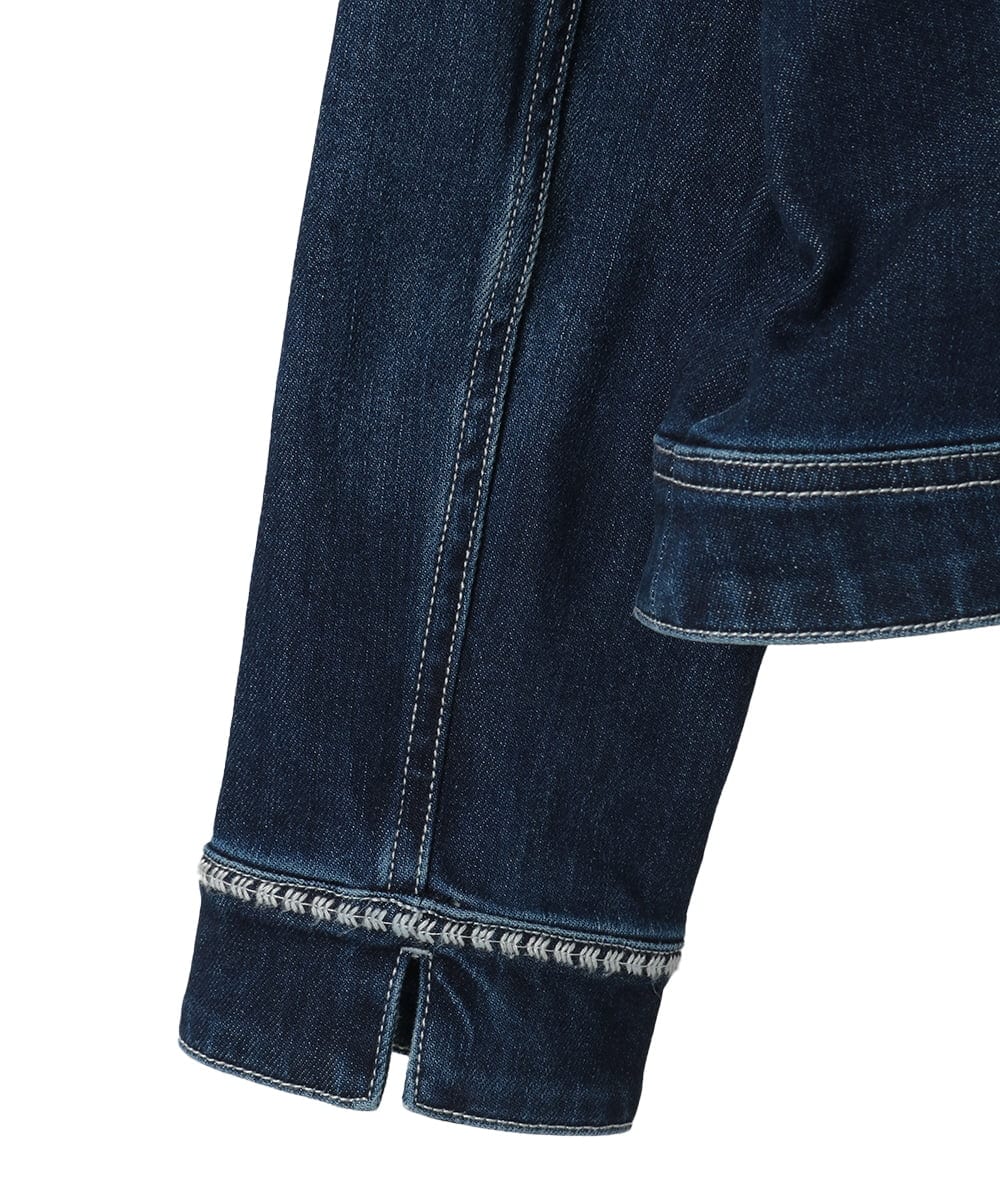 R6JED10330 HIROKO BIS(小さいサイズ)(メゾン ドゥ サンク) 【小さいサイズ】ピンタックデニムジャケット ネイビー