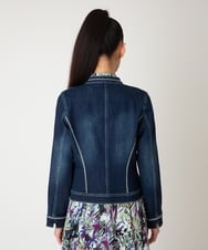 R6JED10330 HIROKO BIS(小さいサイズ)(メゾン ドゥ サンク) ピンタックデニムジャケット ネイビー