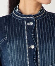 R6JED10330 HIROKO BIS(小さいサイズ)(メゾン ドゥ サンク) ピンタックデニムジャケット ネイビー