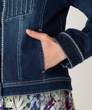 R6JED10330 HIROKO BIS(小さいサイズ)(メゾン ドゥ サンク) ピンタックデニムジャケット ネイビー