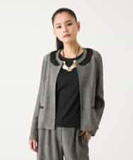 R6JFD01360 HIROKO BIS(小さいサイズ)(メゾン ドゥ サンク) 【小さいサイズ】ツイーディーメッシュコンパクトジャケット ブラック