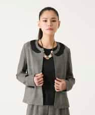 R6JFD01360 HIROKO BIS(小さいサイズ)(メゾン ドゥ サンク) 【小さいサイズ】ツイーディーメッシュコンパクトジャケット ブラック