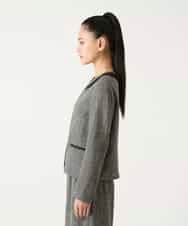 R6JFD01360 HIROKO BIS(小さいサイズ)(メゾン ドゥ サンク) 【小さいサイズ】ツイーディーメッシュコンパクトジャケット ブラック