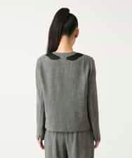 R6JFD01360 HIROKO BIS(小さいサイズ)(メゾン ドゥ サンク) 【小さいサイズ】ツイーディーメッシュコンパクトジャケット ブラック