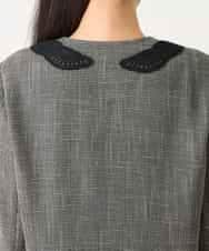 R6JFD01360 HIROKO BIS(小さいサイズ)(メゾン ドゥ サンク) 【小さいサイズ】ツイーディーメッシュコンパクトジャケット ブラック