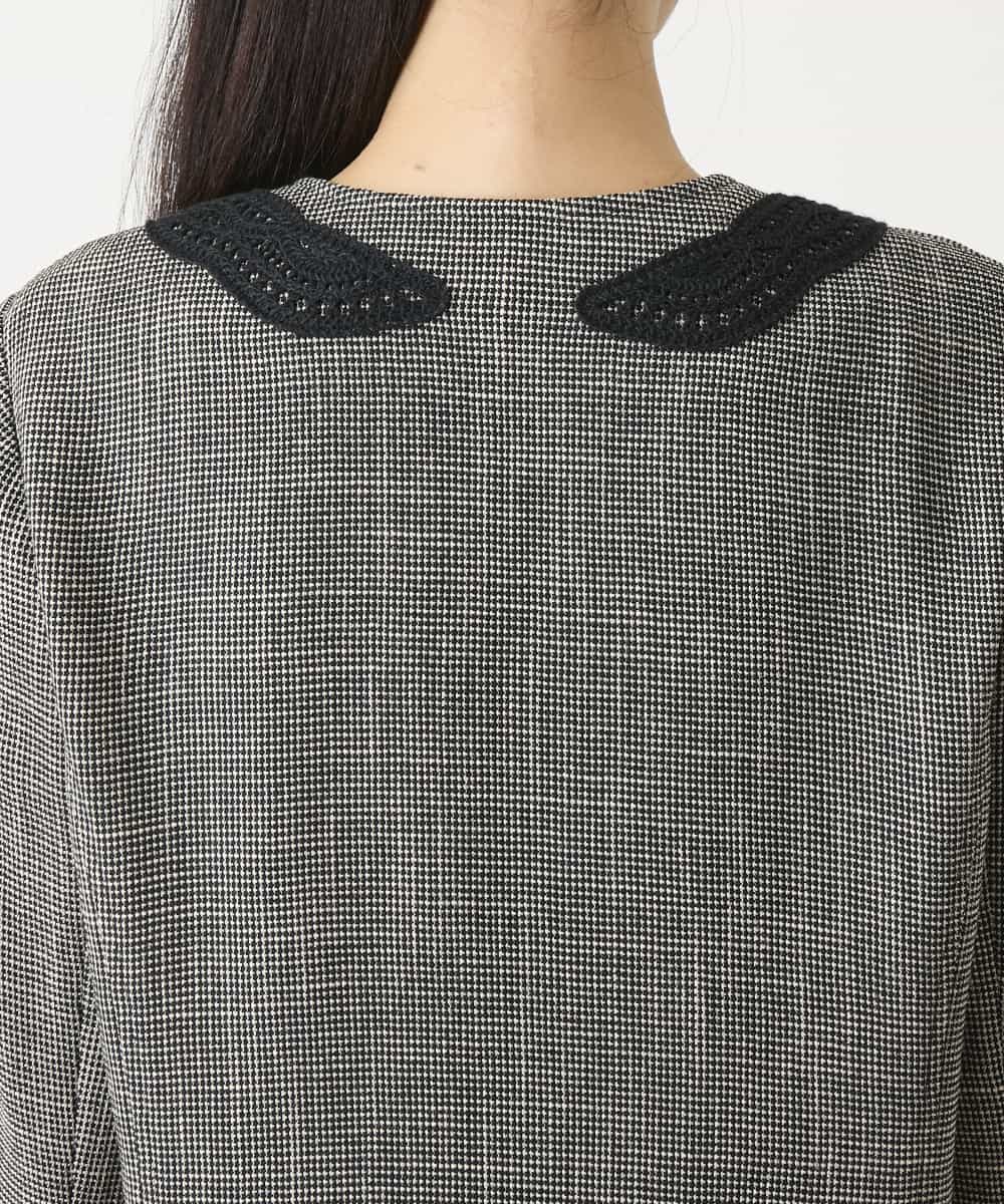 R6JFD01360 HIROKO BIS(小さいサイズ)(メゾン ドゥ サンク) 【小さいサイズ】ツイーディーメッシュコンパクトジャケット ブラック