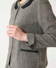 R6JFD01360 HIROKO BIS(小さいサイズ)(メゾン ドゥ サンク) 【小さいサイズ】ツイーディーメッシュコンパクトジャケット ブラック