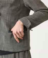 R6JFD01360 HIROKO BIS(小さいサイズ)(メゾン ドゥ サンク) 【小さいサイズ】ツイーディーメッシュコンパクトジャケット ブラック