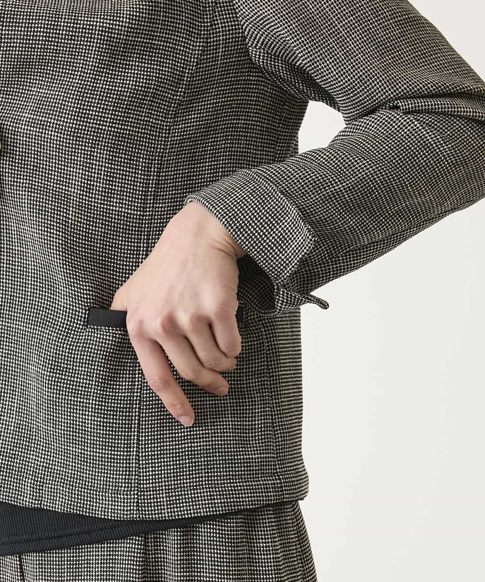 R6JFD01360 HIROKO BIS(小さいサイズ)(メゾン ドゥ サンク) 【小さいサイズ】ツイーディーメッシュコンパクトジャケット ブラック