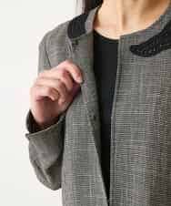 R6JFD01360 HIROKO BIS(小さいサイズ)(メゾン ドゥ サンク) 【小さいサイズ】ツイーディーメッシュコンパクトジャケット ブラック