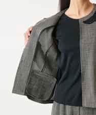 R6JFD01360 HIROKO BIS(小さいサイズ)(メゾン ドゥ サンク) 【小さいサイズ】ツイーディーメッシュコンパクトジャケット ブラック