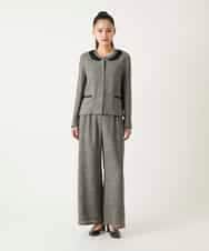 R6JFD01360 HIROKO BIS(小さいサイズ)(メゾン ドゥ サンク) 【小さいサイズ】ツイーディーメッシュコンパクトジャケット ブラック