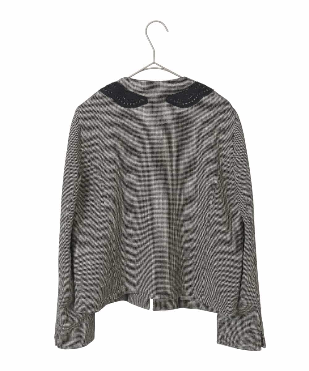 R6JFD01360 HIROKO BIS(小さいサイズ)(メゾン ドゥ サンク) 【小さいサイズ】ツイーディーメッシュコンパクトジャケット ブラック