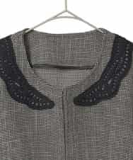 R6JFD01360 HIROKO BIS(小さいサイズ)(メゾン ドゥ サンク) 【小さいサイズ】ツイーディーメッシュコンパクトジャケット ブラック