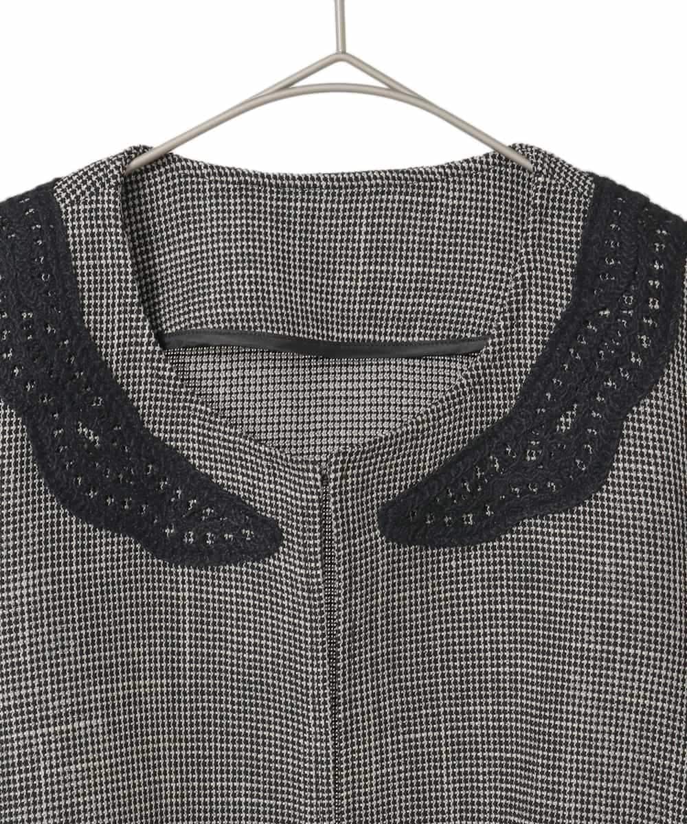 R6JFD01360 HIROKO BIS(小さいサイズ)(メゾン ドゥ サンク) 【小さいサイズ】ツイーディーメッシュコンパクトジャケット ブラック