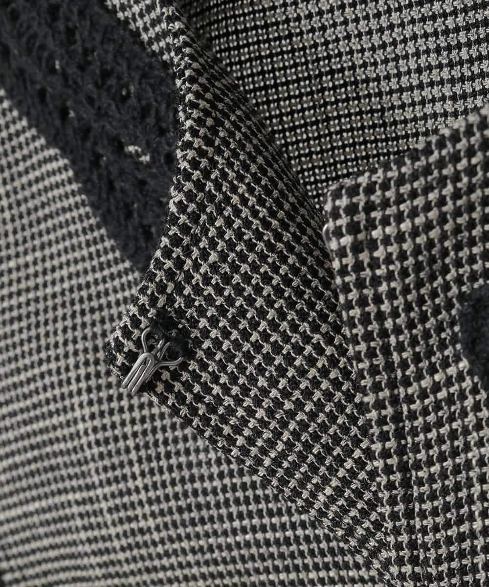 R6JFD01360 HIROKO BIS(小さいサイズ)(メゾン ドゥ サンク) 【小さいサイズ】ツイーディーメッシュコンパクトジャケット ブラック