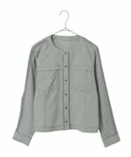 R6JFD30360 HIROKO BIS(小さいサイズ)(メゾン ドゥ サンク) 【小さいサイズ】リネンライクショートジャケット ライトグレー