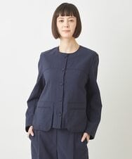 R6JFW05290 HIROKO BIS(小さいサイズ)(メゾン ドゥ サンク) 【小さいサイズ/セットアップ対応】ドライタッチノーカラージャケット ネイビー