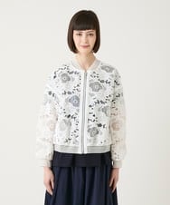 R6JGE05360 HIROKO BIS(小さいサイズ)(メゾン ドゥ サンク) 【小さいサイズ】フラワーレースデザインブルゾン ホワイト