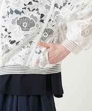 R6JGE05360 HIROKO BIS(小さいサイズ)(メゾン ドゥ サンク) 【小さいサイズ】フラワーレースデザインブルゾン ホワイト