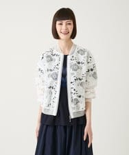 R6JGE05360 HIROKO BIS(小さいサイズ)(メゾン ドゥ サンク) 【小さいサイズ】フラワーレースデザインブルゾン ホワイト