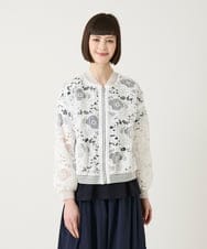 R6JGE05360 HIROKO BIS(小さいサイズ)(メゾン ドゥ サンク) 【小さいサイズ】フラワーレースデザインブルゾン ホワイト