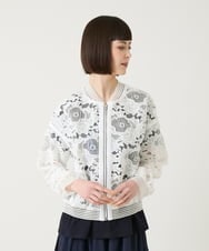 R6JGE05360 HIROKO BIS(小さいサイズ)(メゾン ドゥ サンク) 【小さいサイズ】フラワーレースデザインブルゾン ホワイト