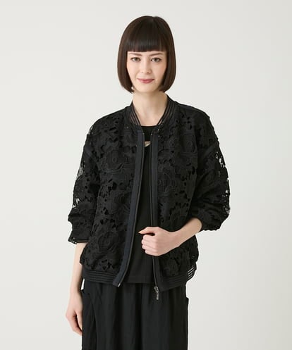 R6JGE05360 HIROKO BIS(小さいサイズ) 【小さいサイズ】フラワーレースデザインブルゾン