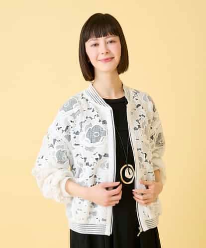 R6JGE05360 HIROKO BIS(小さいサイズ) 【小さいサイズ】フラワーレースデザインブルゾン