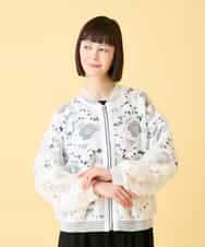 R6JGE05360 HIROKO BIS(小さいサイズ)(メゾン ドゥ サンク) 【小さいサイズ】フラワーレースデザインブルゾン ホワイト