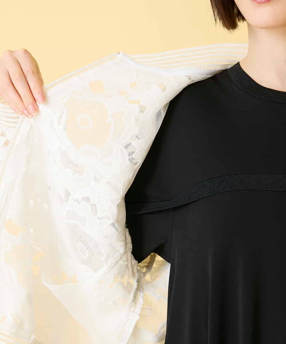 R6JGE05360 HIROKO BIS(小さいサイズ)(メゾン ドゥ サンク) 【小さいサイズ】フラワーレースデザインブルゾン ホワイト